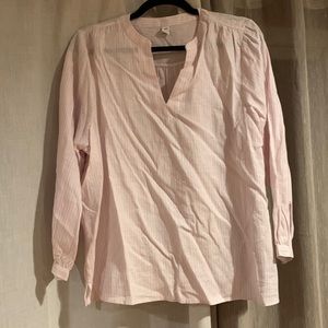 Pink and white striped blouse